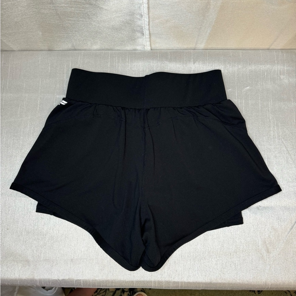 Fabletics Olesia Women’s Black Double Layered Compression Shorts - Picture 3 of 4